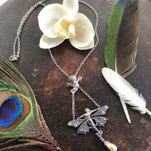 Art Deco sterling fairy cherub necklace